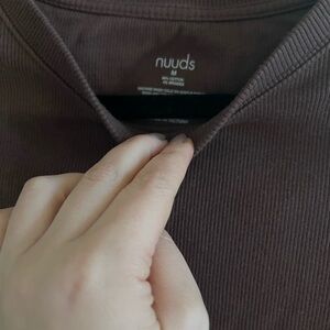 Nuuds size medium ribbed bodysuit in coffee